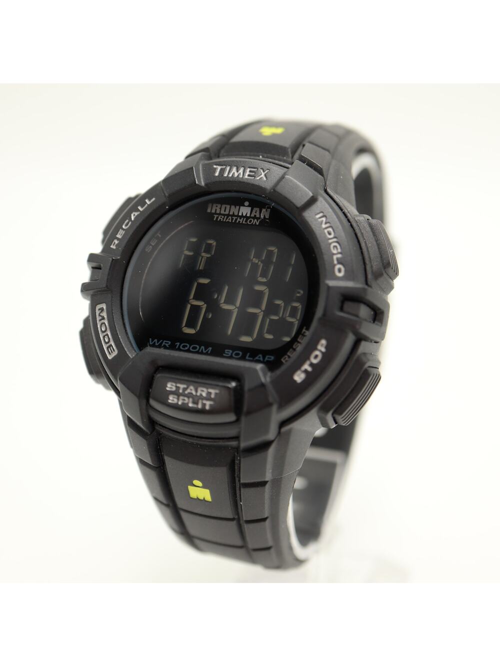 Timex Ironman Triathlon Rugged Black Negative Display 45mm Watch w New Battery